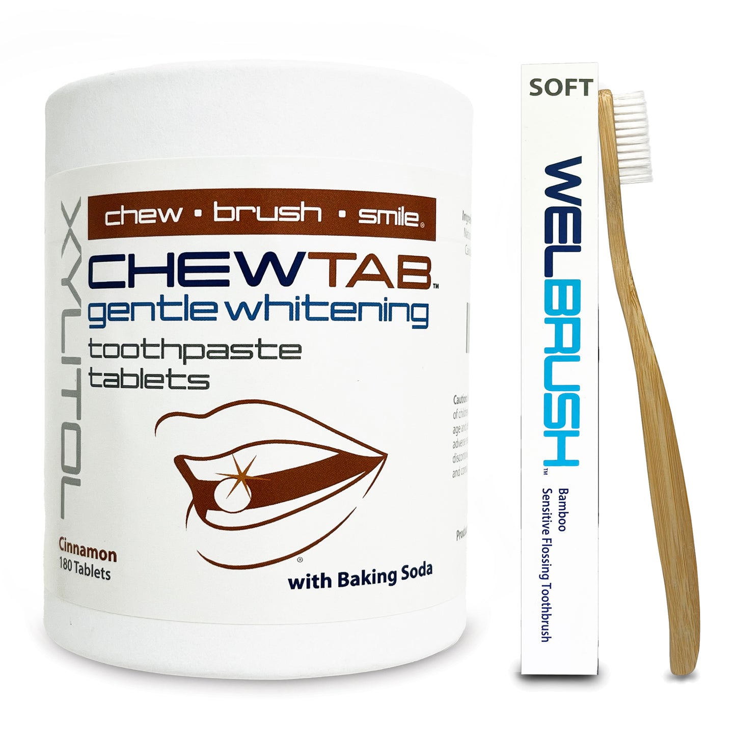 chewtab gentle whitening toothpaste tablets cinnamon with toothbrush