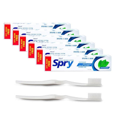 Spry peppermint toothpaste welbrush