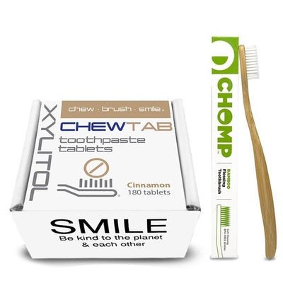 non abrasive toothpaste tablets cinnamon flavor with bamboo toothbrush