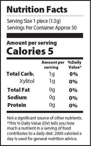 xylitol gum 50 count bottle nutrition facts