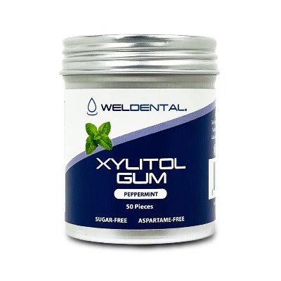 xylitol products including Peppermint gum in aluminum bottle