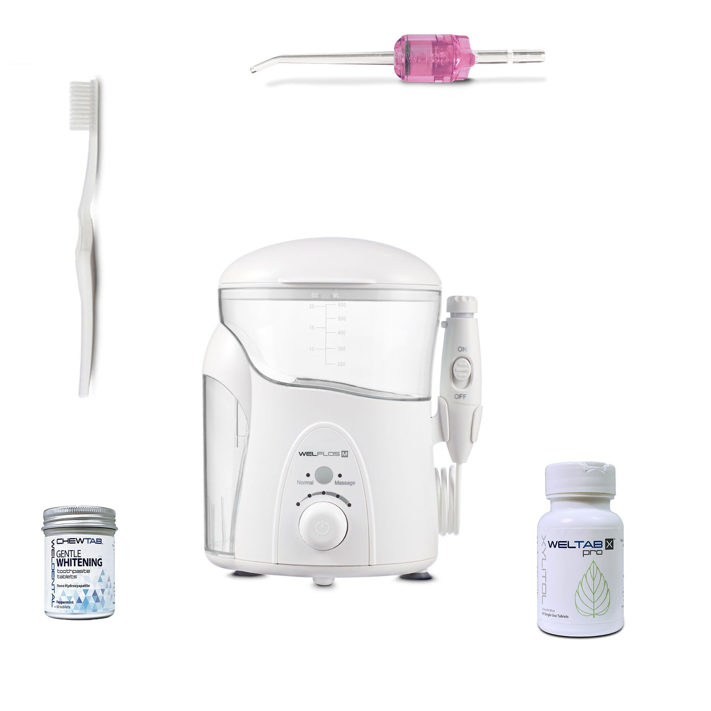 welflos water flosser complete with pink weltip