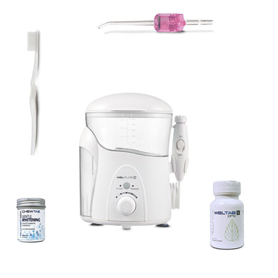 welflos water flosser complete with pink weltip