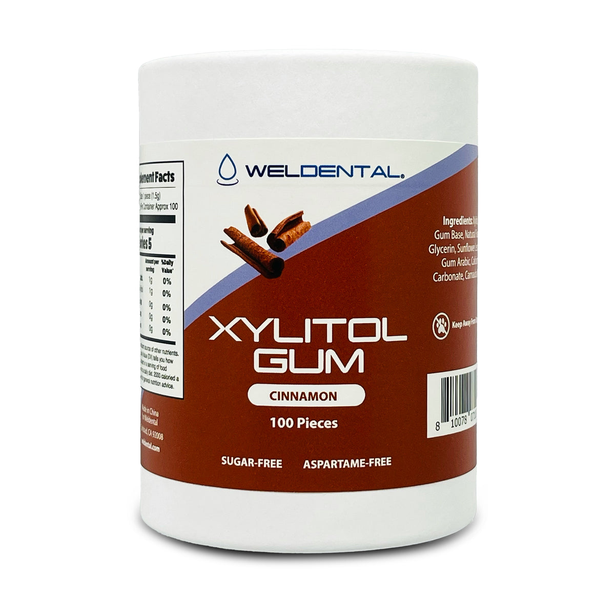 xylitol gum plastic free packaging cinnamon refill