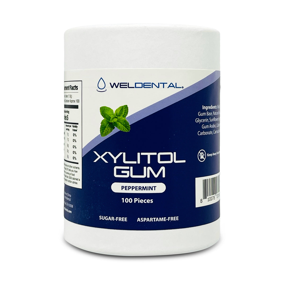 xylitol gum in plastic free packaging peppermint refill